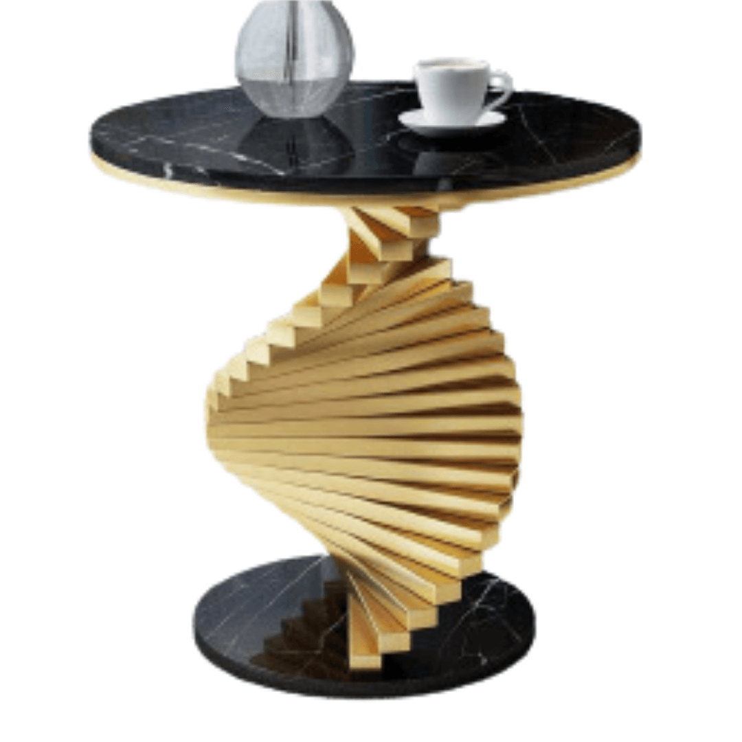 Modern Twisted Steps Black Side Table - Allure Box