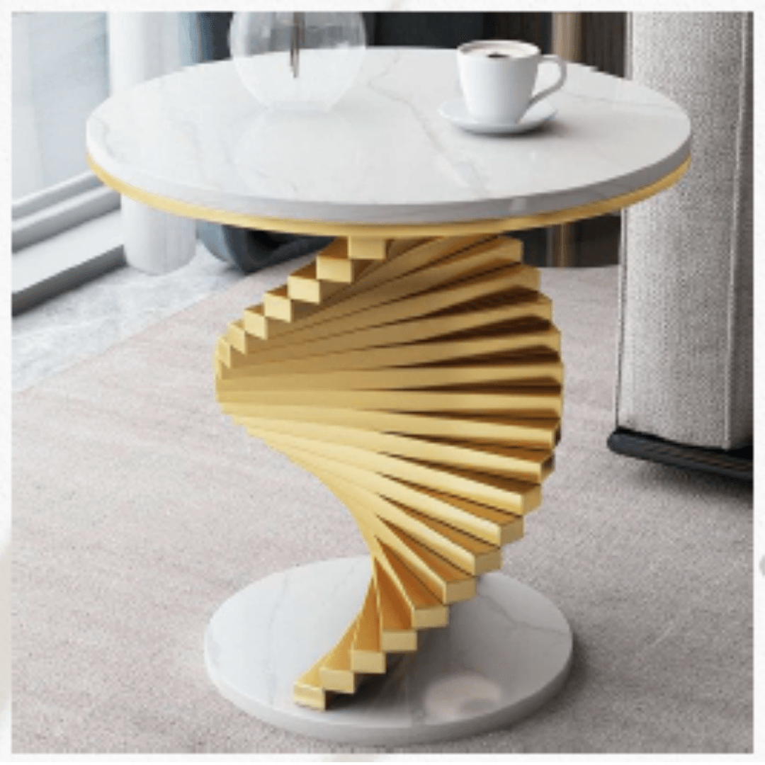 Modern Twisted Steps White Side Table - Allure Box