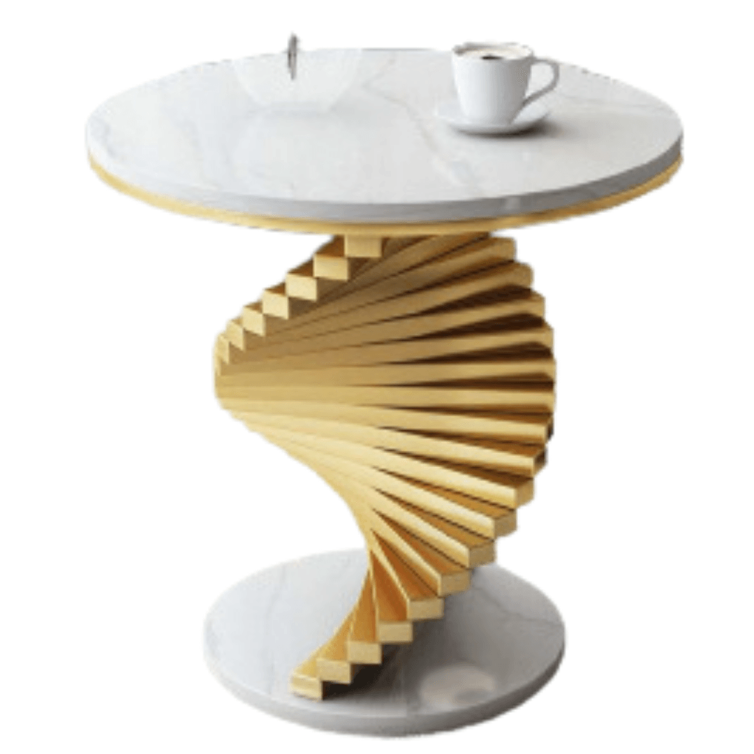Modern Twisted Steps White Side Table - Allure Box