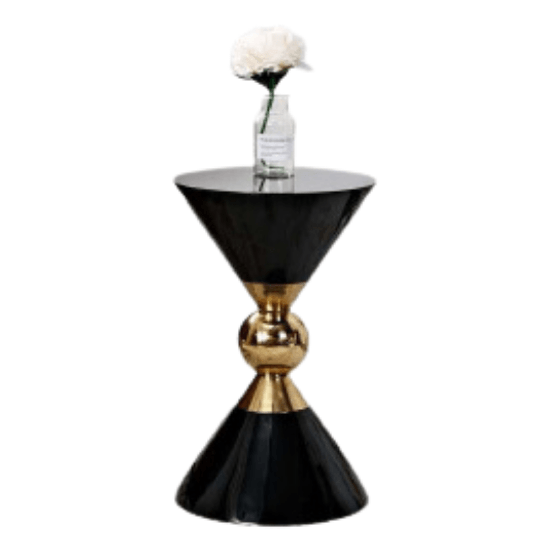Golden Funnel Black Side Table - Allure Box