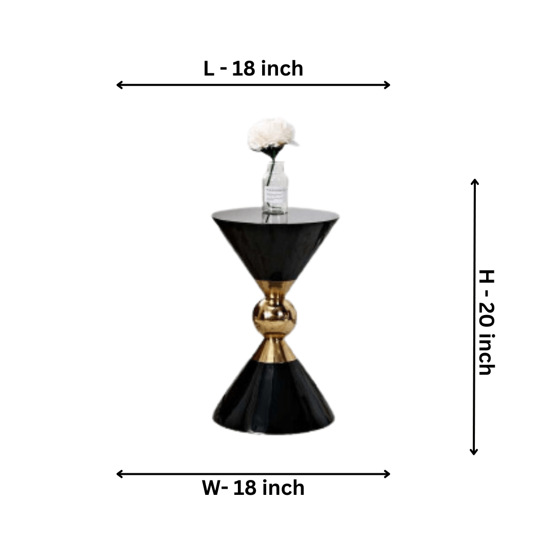 Golden Funnel Black Side Table - Allure Box