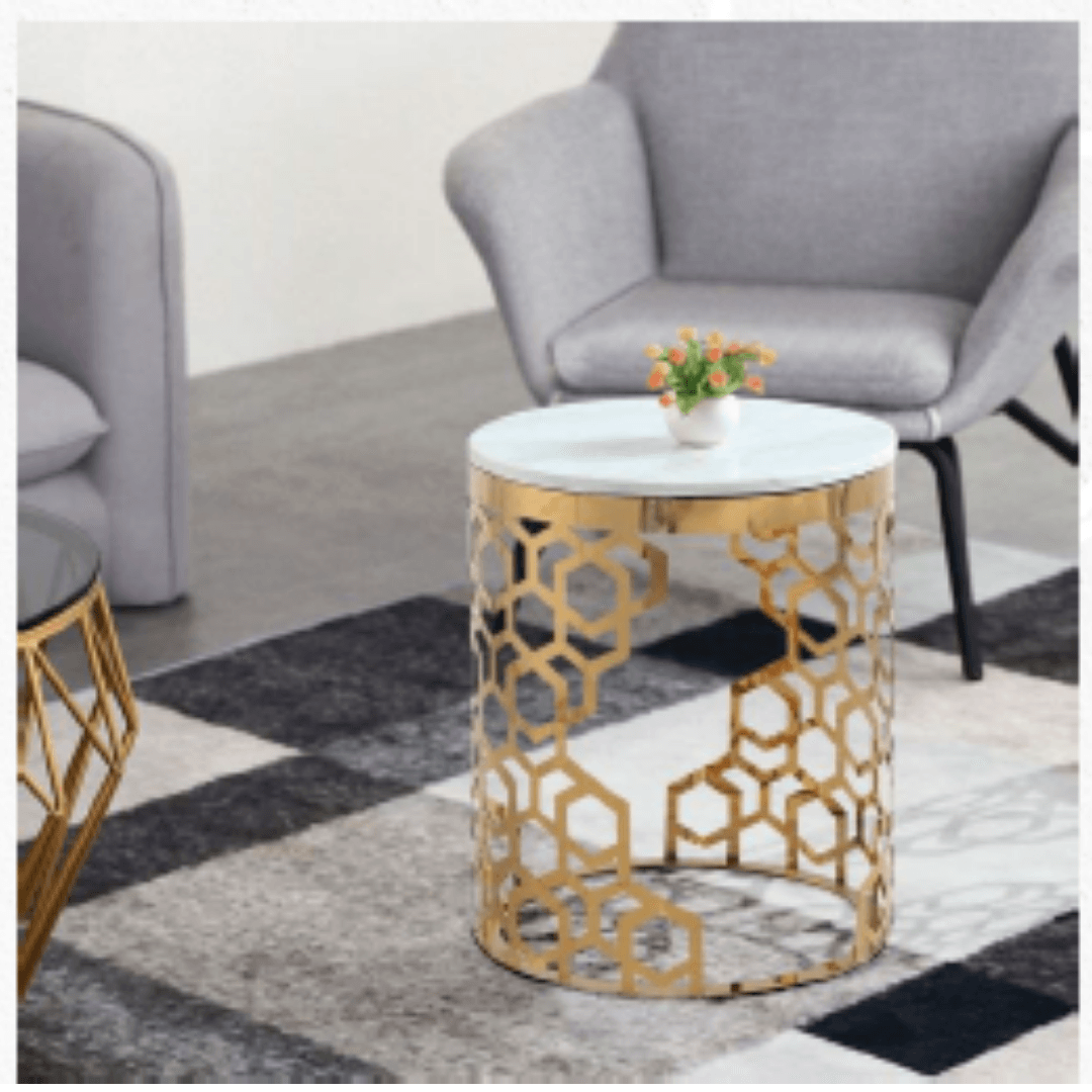 Ss Round Table Marble Top - Allure Box