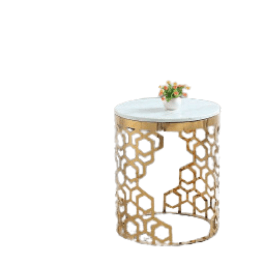 Ss Round Table Marble Top - Allure Box