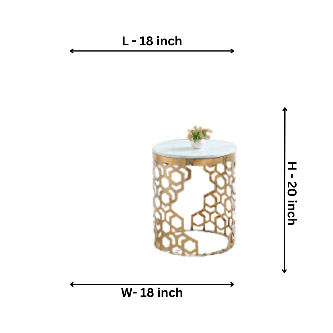 Ss Round Table Marble Top - Allure Box