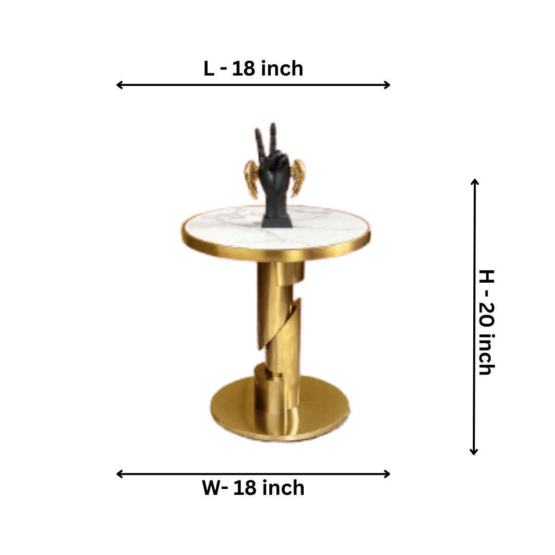 Gold And Marble Round Side Accent Table - Allure Box