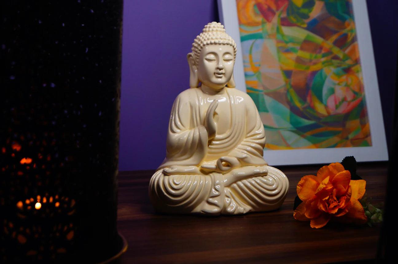 Tranquilin Buddha (Off White) – Serene & Elegant Buddha Sculpture - Allure Box