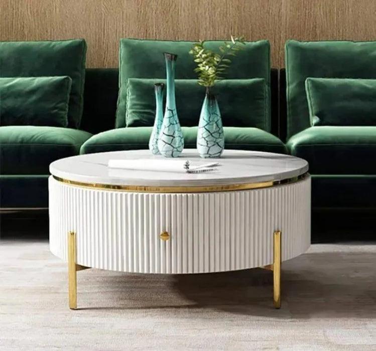 Round Storage Nesting Table With Marble Top - Allure Box