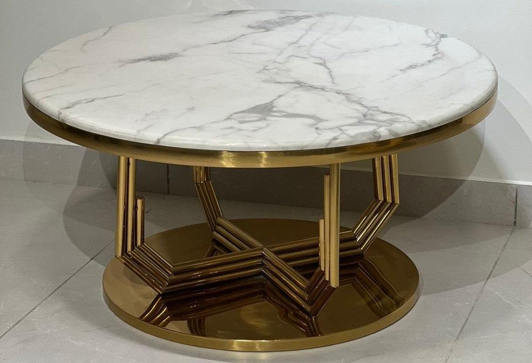 Round Stone Top Coffee Table - Allure Box