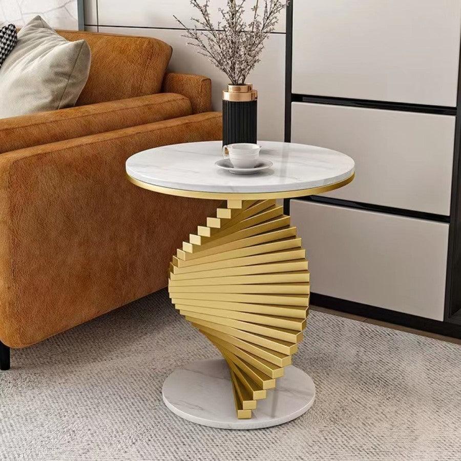 Modern Twisted Steps White Side Table - Allure Box