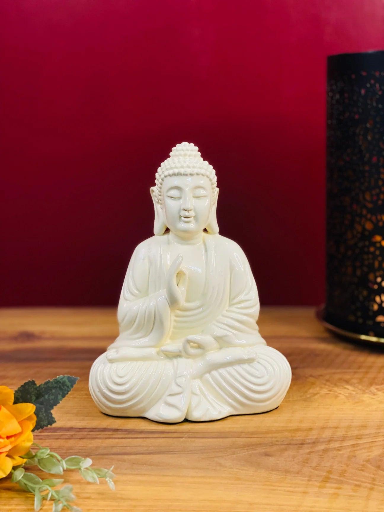 Tranquilin Buddha (Off White) – Serene & Elegant Buddha Sculpture - Allure Box