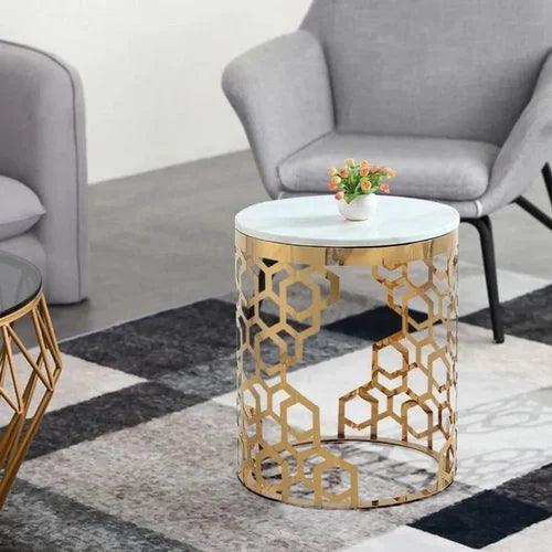 Ss Round Table Marble Top - Allure Box