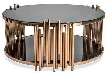 Black Glass Coffee Table In Rose Gold Frame - Allure Box