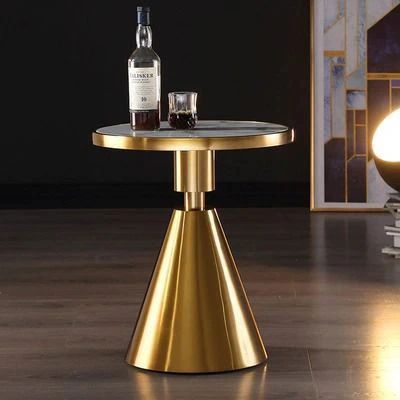 Brushed Stainless Steel Gold Side Table