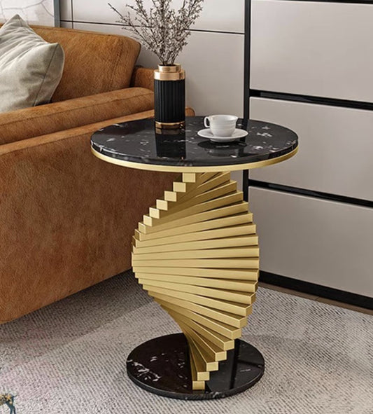 Modern Twisted Steps Black Side Table