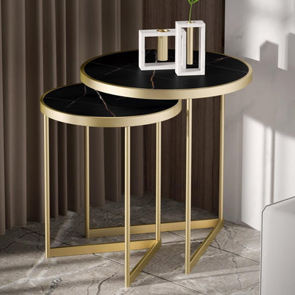 Black Top Duo Golden Metal Nesting Table