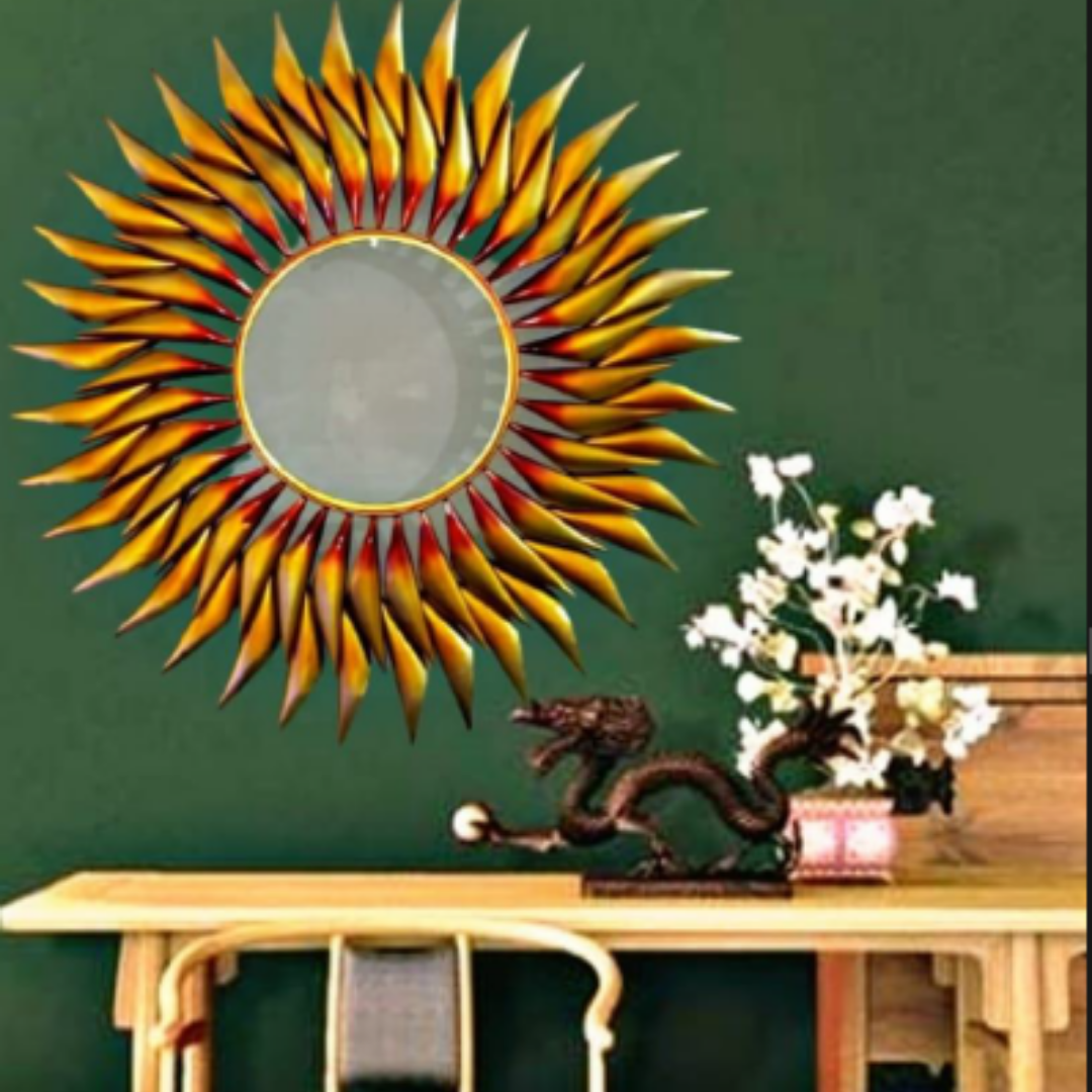 Sun Mirror Decor (Red & Golden)