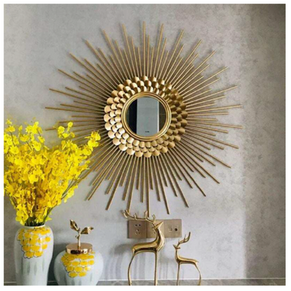 Ethereal Sunflower Designer Metal Wall Mirror