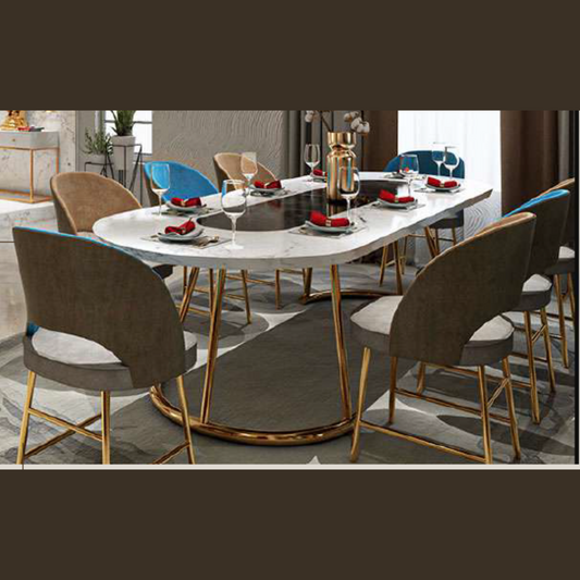 Marble Dining Table With White Marble Rectangular Top In Gold (4 Seater)