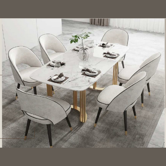 White Dining Table In Metal Base (4 Seater)