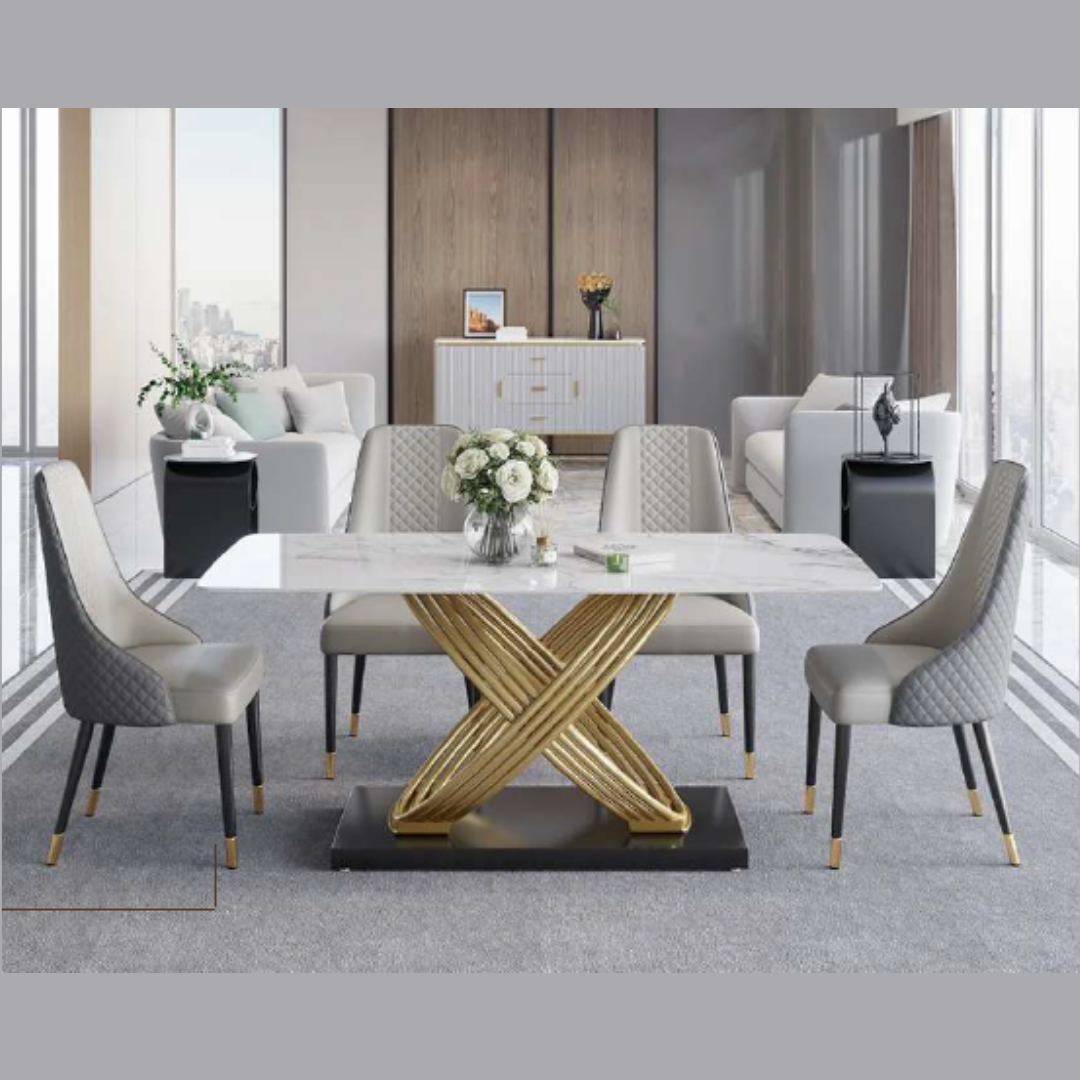 Marble Dining Table Rectangular Modern Minimalist Design (4 Seater)