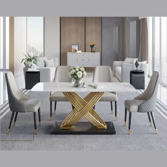 Marble Dining Table Rectangular Modern Minimalist Design (4 Seater)