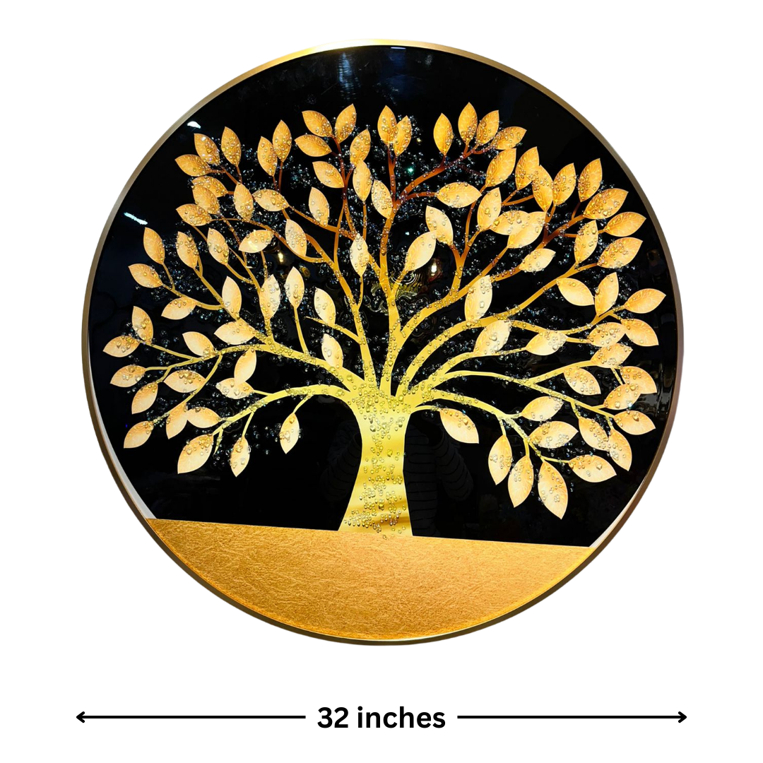 RounDecrystal Painting Golden Tree