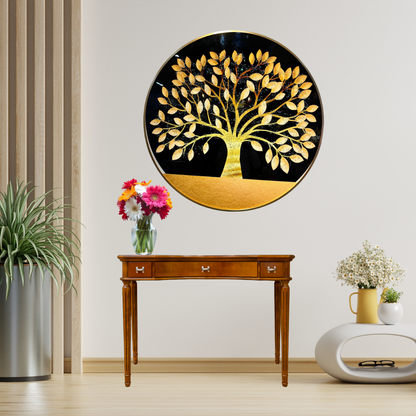 RounDecrystal Painting Golden Tree