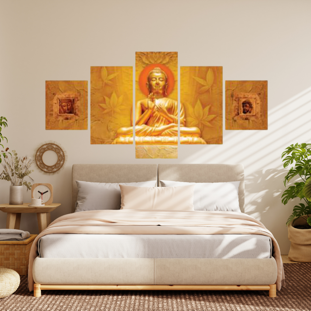 Set Of 5 Buddha Religious Modern Art