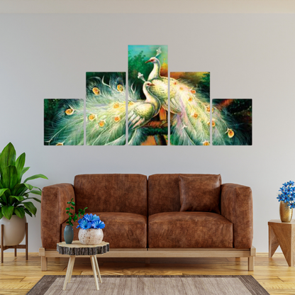 2 Beautiful White Peacocks Painting