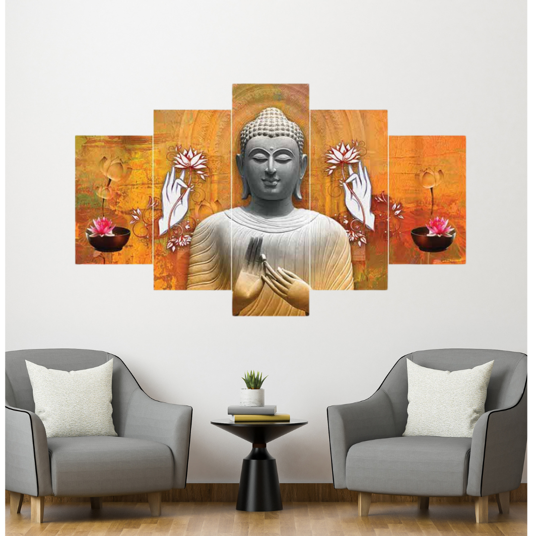 Peaceful Lord Buddha Alongside Gyan Mudra'S Wall Painting