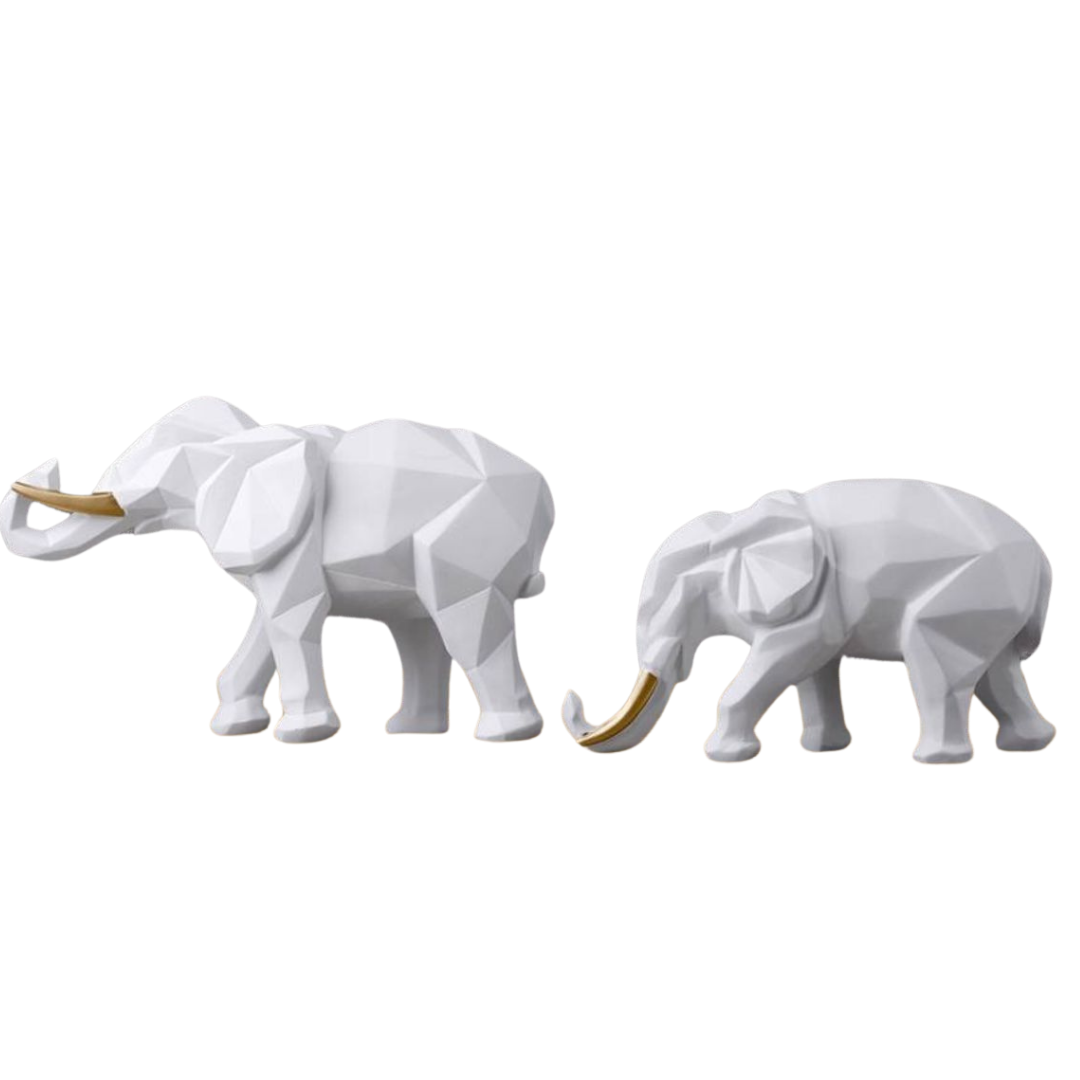 Elephant Figuring Set Of 2 Blue Sculpture