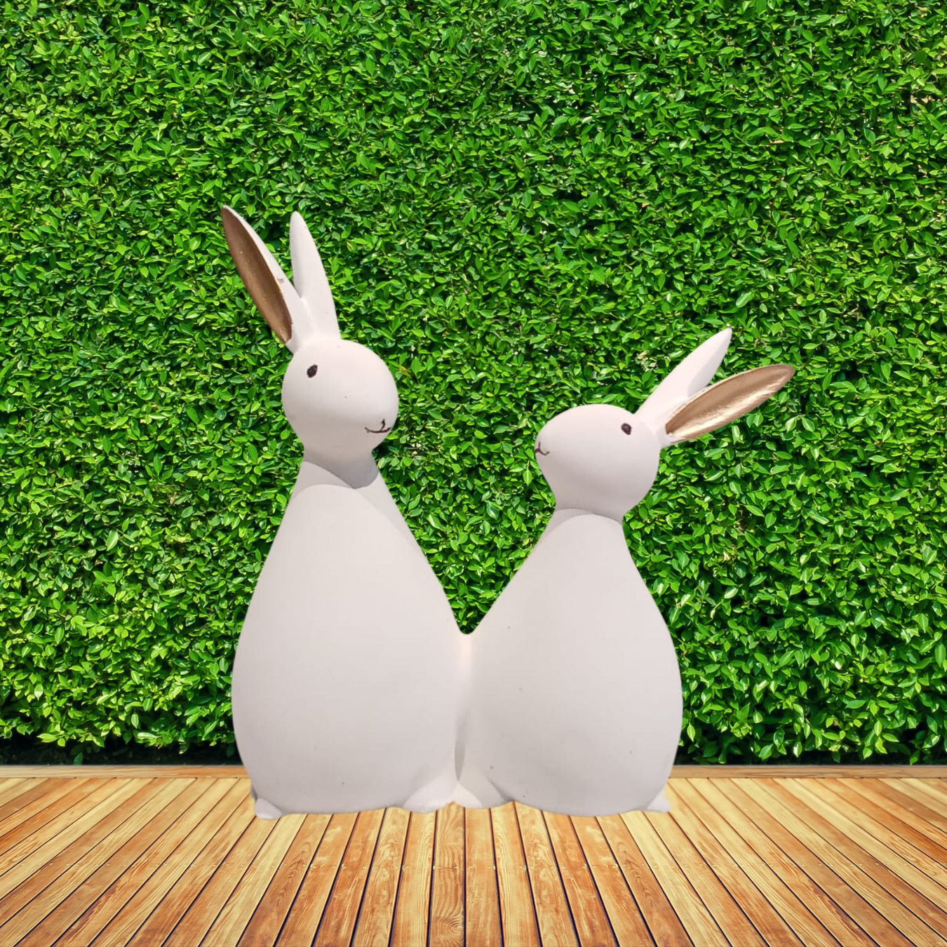 Rabbit Pair Standing Showpiece (Black & White)