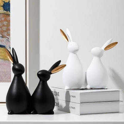 Rabbit Pair Standing Showpiece (Black & White)