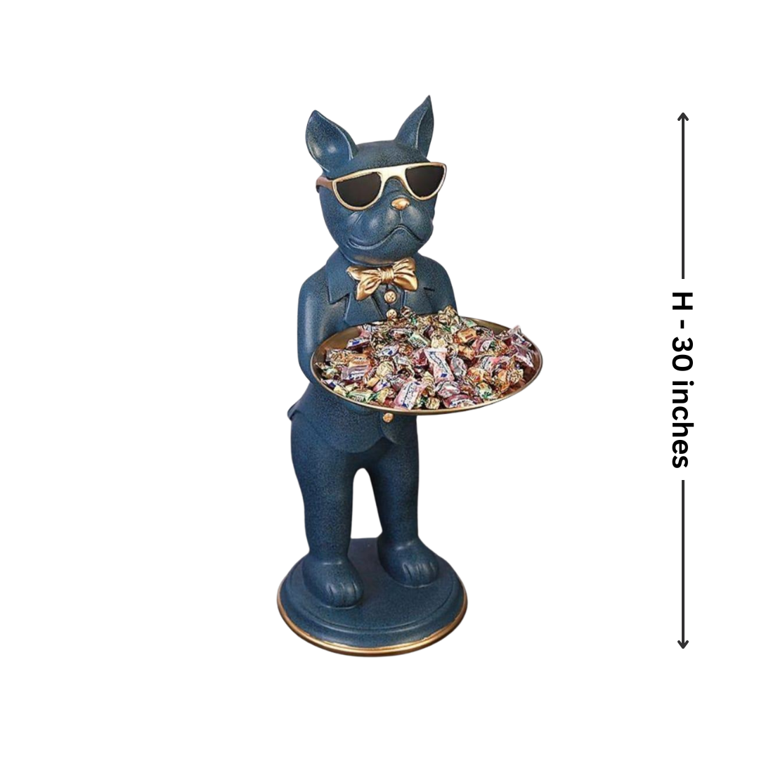 Charlie Dog Statue With Tray