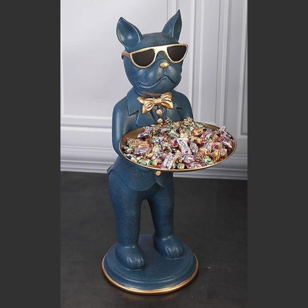 Charlie Dog Statue With Tray