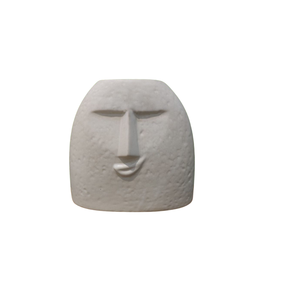 White Human Face Ceramic Flower Vase