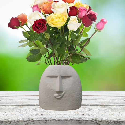 White Human Face Ceramic Flower Vase