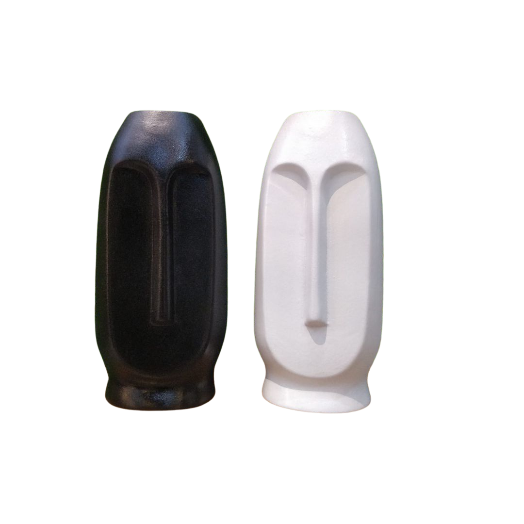 Glava Vaza Face Vase Set Of 2 Black & White