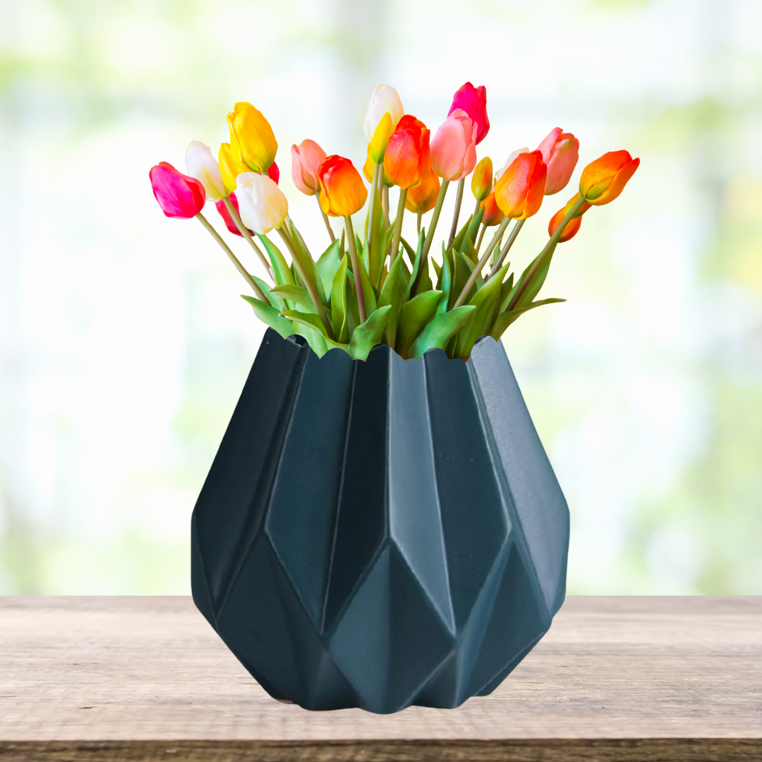 Geometric Design Blue Pot