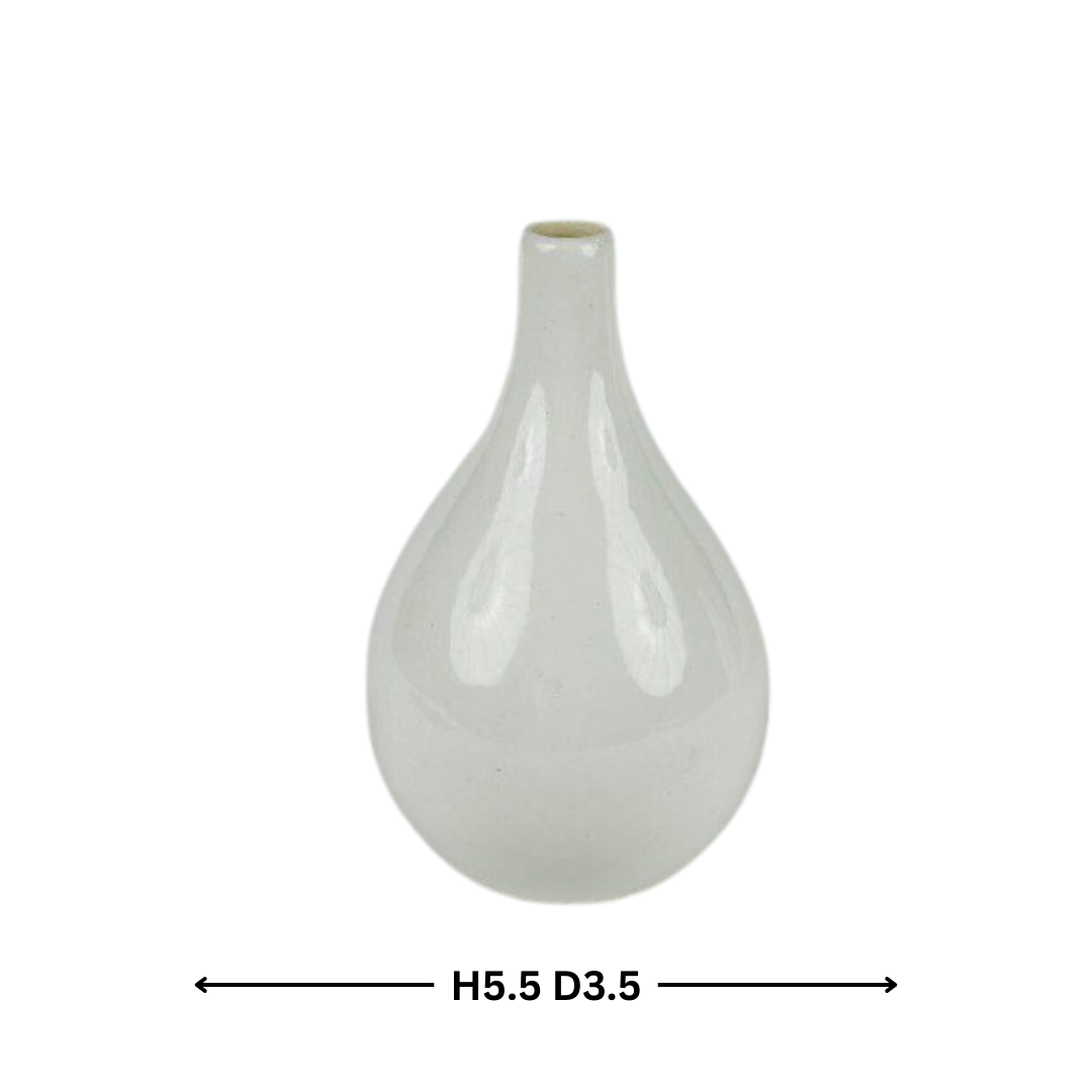 White Tear drop Ceramic Flower Vase