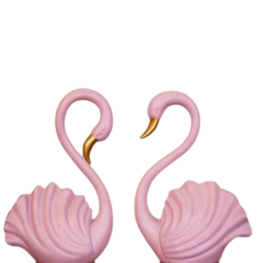 Pink Swan Table Accent- Set Of 2