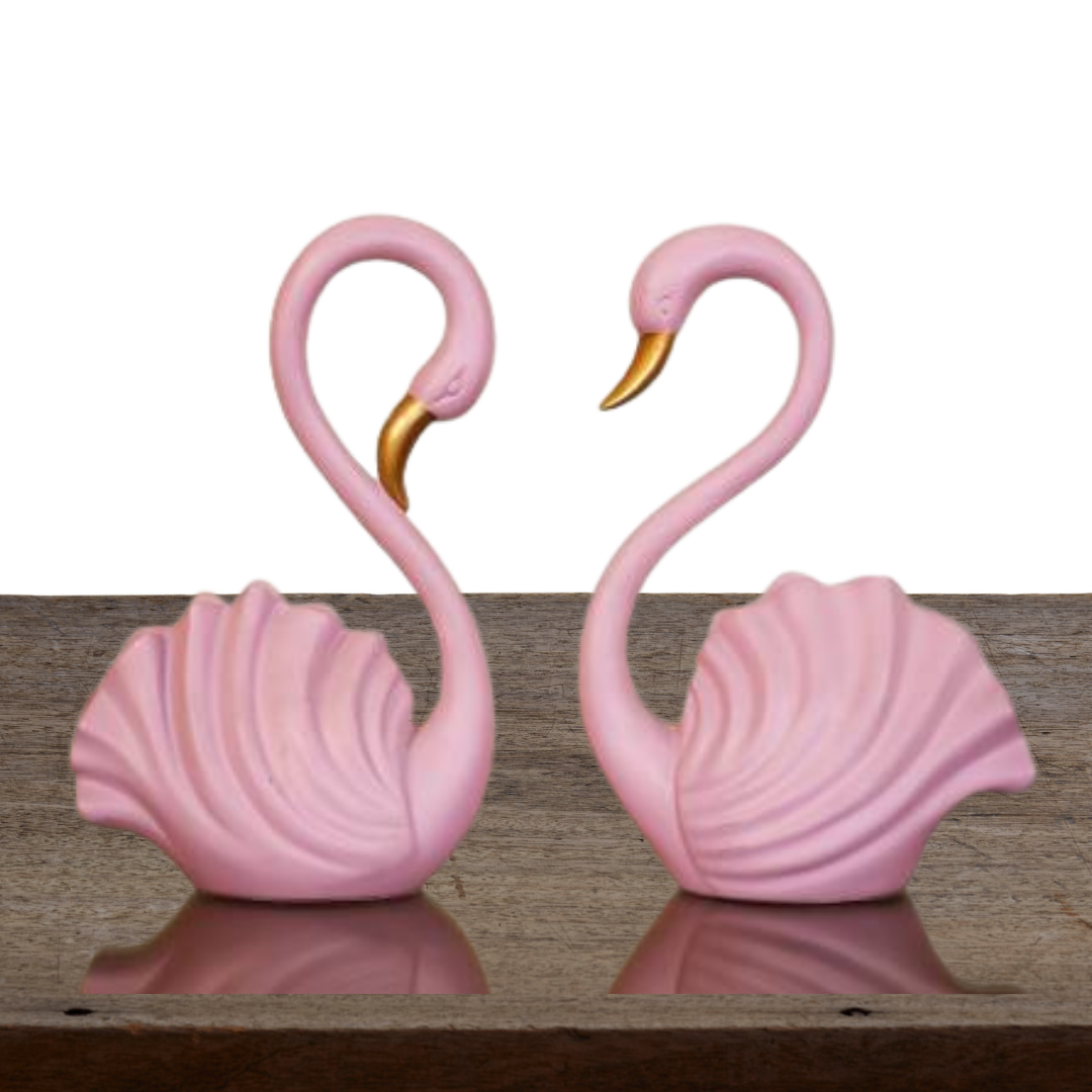 Pink Swan Table Accent- Set Of 2