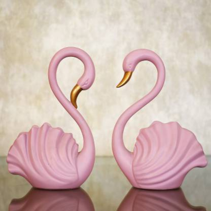 Pink Swan Table Accent- Set Of 2