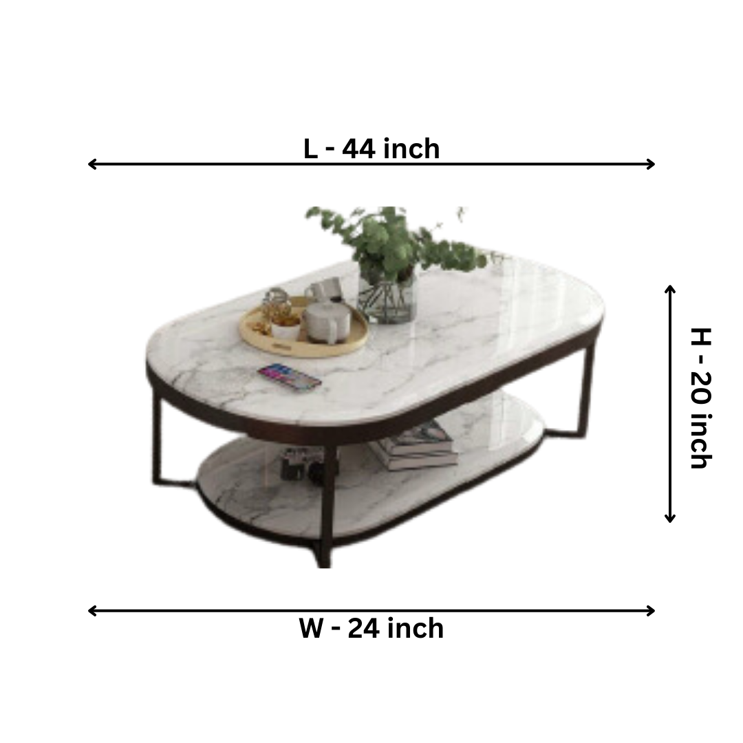 White Half RounDecentre Table With White Marble Top