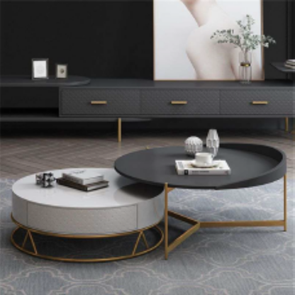 White & Black Round Metal Coffee Table