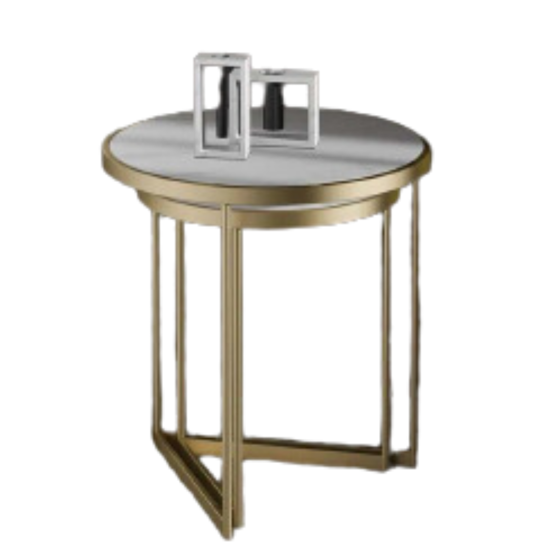 Duo Golden Metal Nesting Side Tables