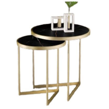 Black Top Duo Golden Metal Nesting Table