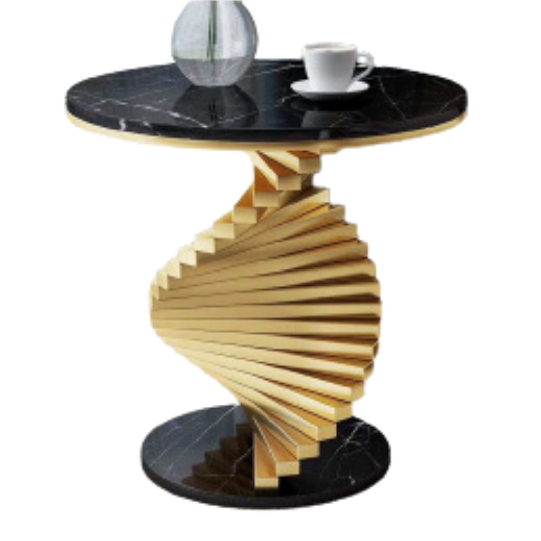 Modern Twisted Steps Black Side Table