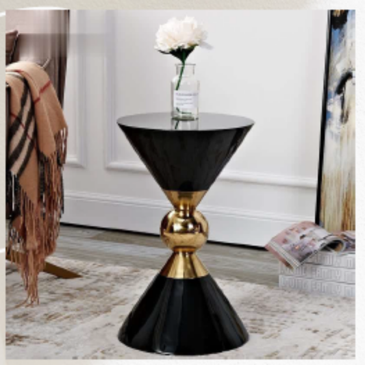 Golden Funnel Black Side Table