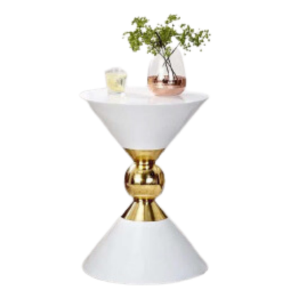 Golden Funnel White Side Table